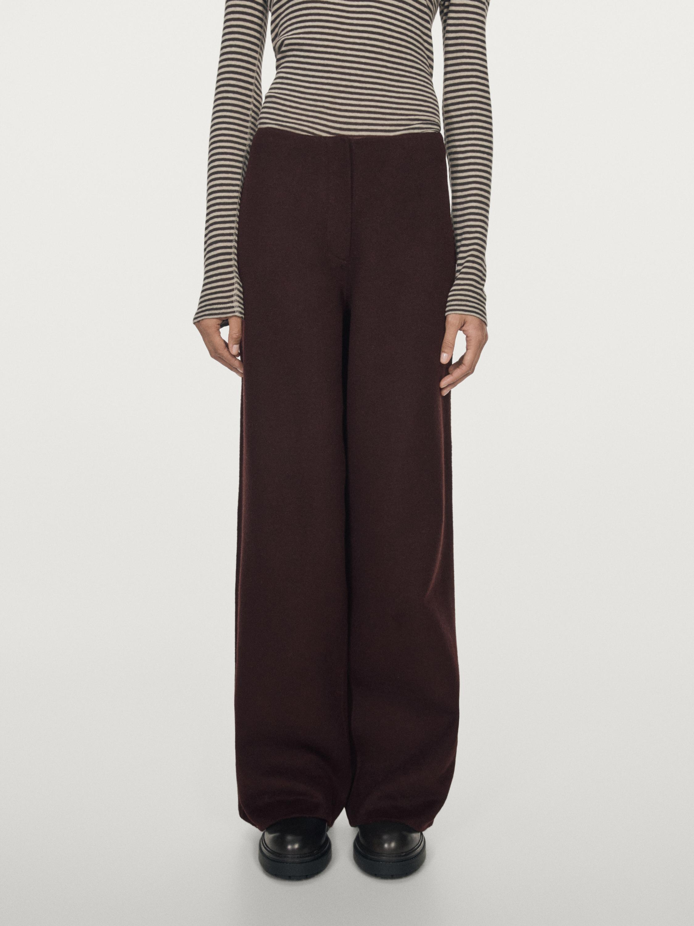 Wool blend straight-leg trousers
